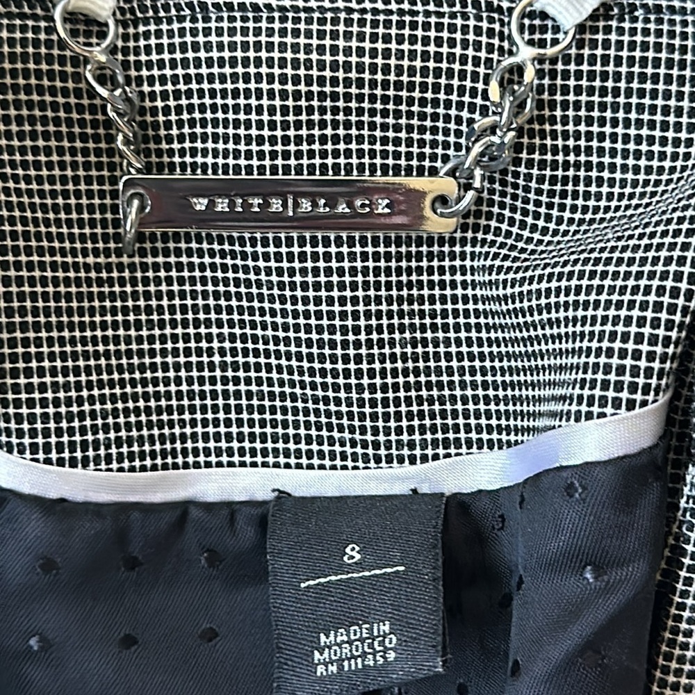 White House Black Market jacket herringbone blazer ruffled collar belt size 8 - Picture 7 of 11